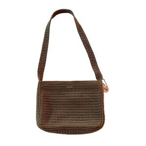 Vintage 'The Sak' Taupe Crochet Woven Purse w/Shoulder Strap Nineties Y2K 90s
